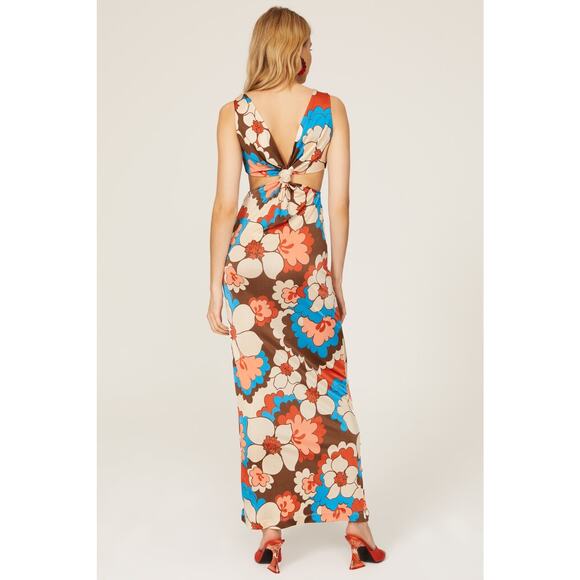 RONNY KOBO Women's Floral Printed Retro Mid Cutouts Scoop Back Dress Size Small - Picture 2 of 7